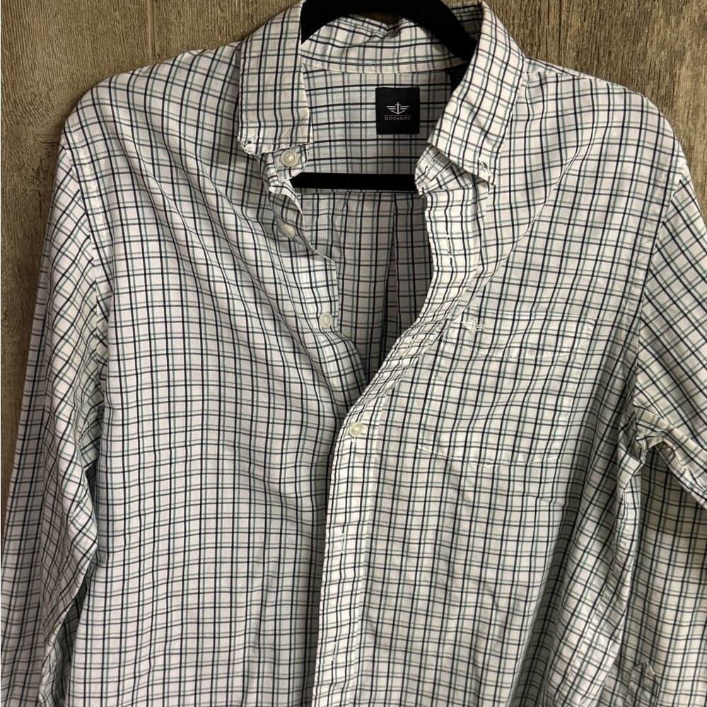 Dockers Men's Plaid Shirt - White and Navy